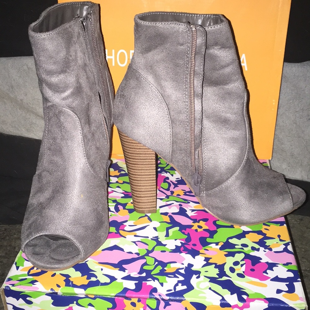 Suede Open toed ankle booties